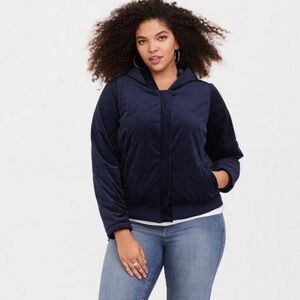 Torrid Blue Velour Puffer Jacket